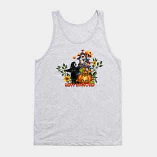 Happy halloween wish you the cute pumpkin and the black cat Tank Top